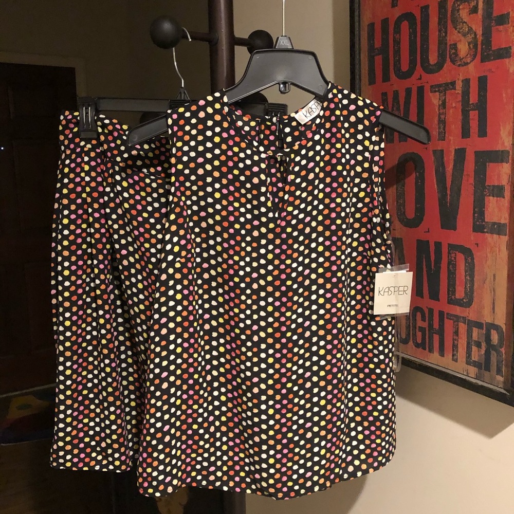 Colorful Sleeveless Polka-Dot Skirt Set